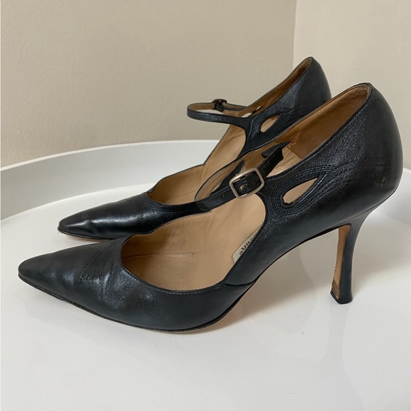 Manolo Blahnik Metallic Navy Heels - Picture 9 of 10